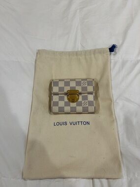 Louis Vuitton Damier Azur Check Mini Wallet - Cream and Light Blue